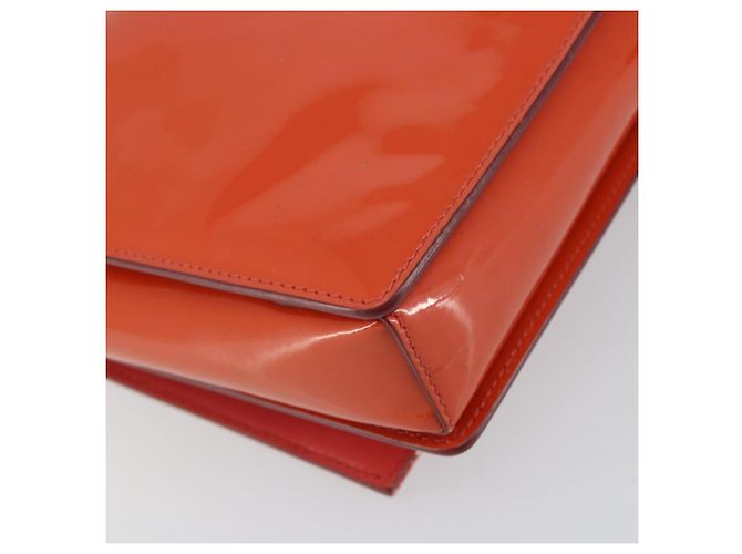 Borsa a Spalla Chain Vala Smalto Arancione Oro Auth BA6593 di Salvatore Ferragamo - vista 16