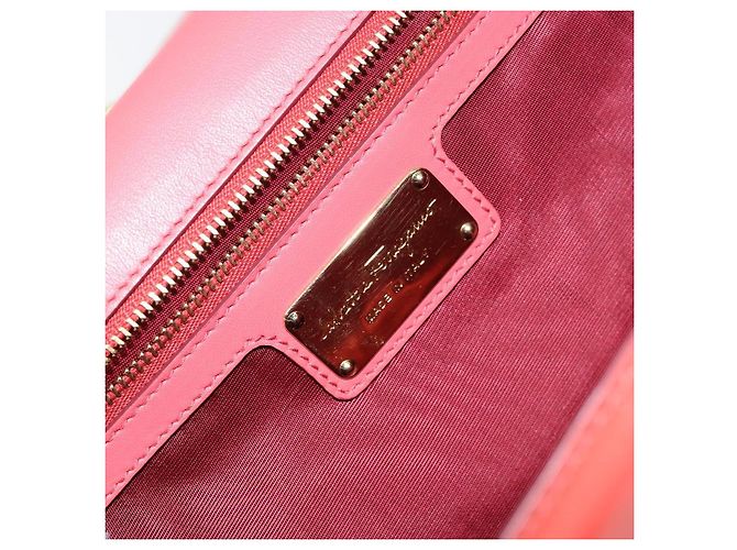 Borsa a Spalla Chain Vala Smalto Arancione Oro Auth BA6593 di Salvatore Ferragamo - vista 18
