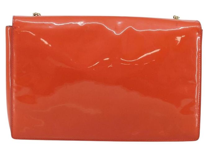 Borsa a Spalla Chain Vala Smalto Arancione Oro Auth BA6593 di Salvatore Ferragamo - vista 2