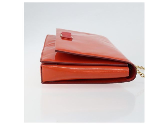 Borsa a Spalla Chain Vala Smalto Arancione Oro Auth BA6593 di Salvatore Ferragamo - vista 3