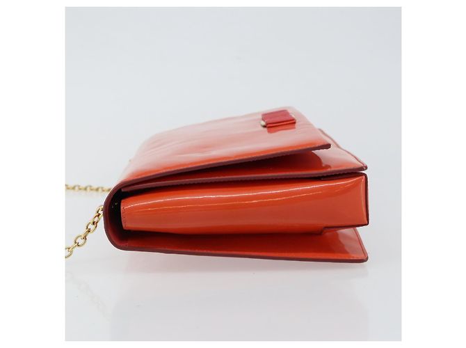 Borsa a Spalla Chain Vala Smalto Arancione Oro Auth BA6593 di Salvatore Ferragamo - vista 4