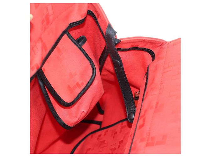 Zaino LOEWE in tela nera e rossa Auth bs30603 Nero Rosso - vista 21