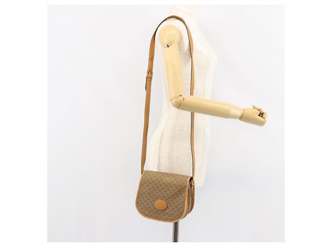 Gucci Borsa a Spalla Micro GG Supreme PVC Beige Oro 007 115 0107 Auth 152019 D'oro - vista 24