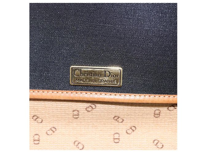 Borsa a Spalla Christian Dior in Nylon Pelle Nera Marrone Oro Auth ep11933 Nero D'oro - vista 10