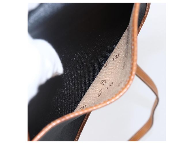 Borsa a Spalla Christian Dior in Nylon Pelle Nera Marrone Oro Auth ep11933 Nero D'oro - vista 12