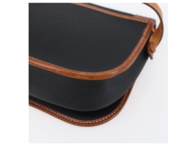 Borsa a Spalla Christian Dior in Nylon Pelle Nera Marrone Oro Auth ep11933 Nero D'oro - vista 15