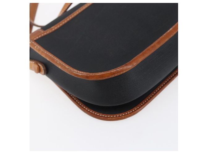 Borsa a Spalla Christian Dior in Nylon Pelle Nera Marrone Oro Auth ep11933 Nero D'oro - vista 16