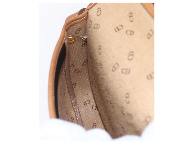 Borsa a Spalla Christian Dior in Nylon Pelle Nera Marrone Oro Auth ep11933 Nero D'oro - vista 19