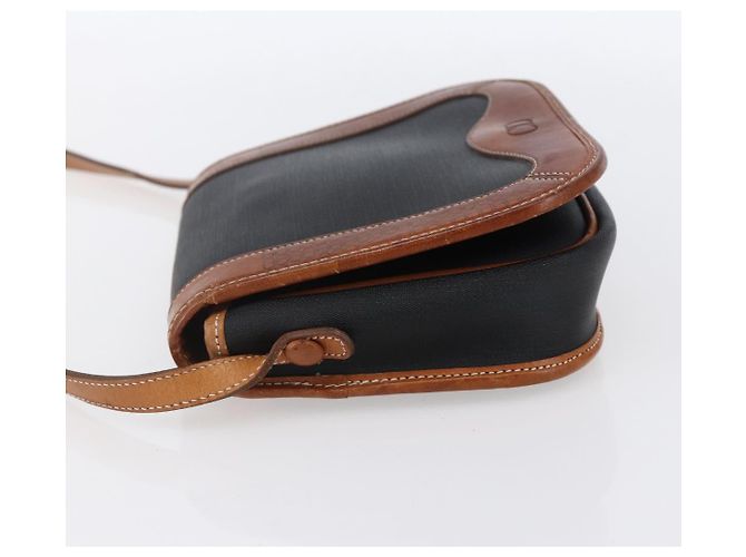 Borsa a Spalla Christian Dior in Nylon Pelle Nera Marrone Oro Auth ep11933 Nero D'oro - vista 3