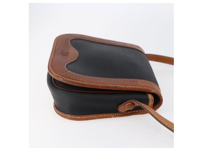 Borsa a Spalla Christian Dior in Nylon Pelle Nera Marrone Oro Auth ep11933 Nero D'oro - vista 4