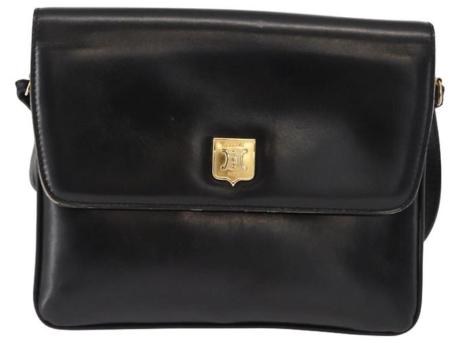 Céline Borsa a Spalla CELINE in Pelle Nera Oro Auth 149543 Nero D'oro - vista 13