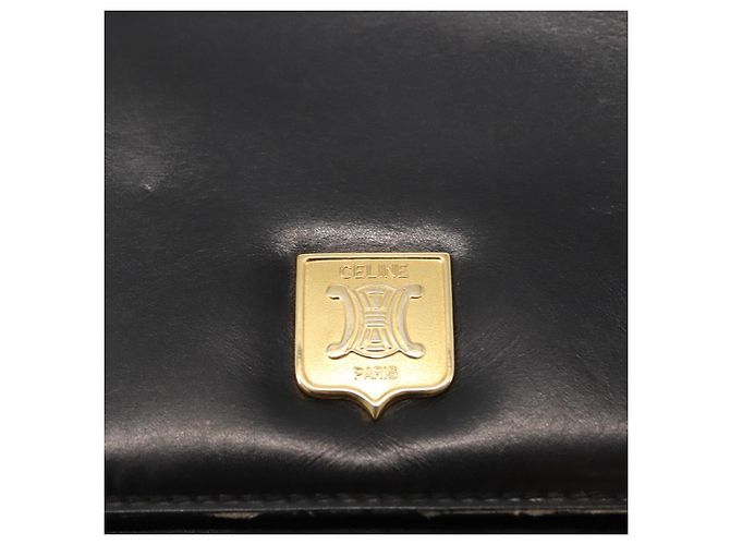 Céline Borsa a Spalla CELINE in Pelle Nera Oro Auth 149543 Nero D'oro - vista 17