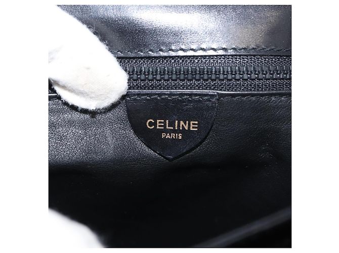 Céline Borsa a Spalla CELINE in Pelle Nera Oro Auth 149543 Nero D'oro - vista 18