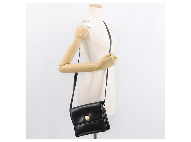 Céline Borsa a Spalla CELINE in Pelle Nera Oro Auth 149543 Nero D'oro - vista 24