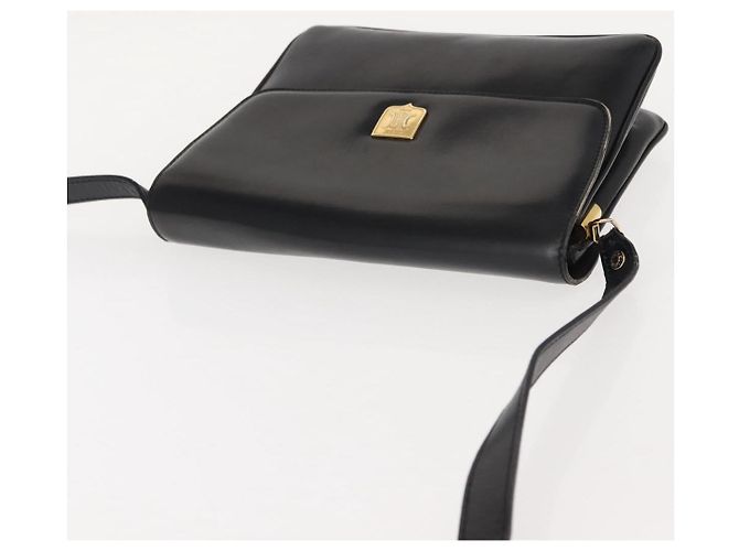 Céline Borsa a Spalla CELINE in Pelle Nera Oro Auth 149543 Nero D'oro - vista 6