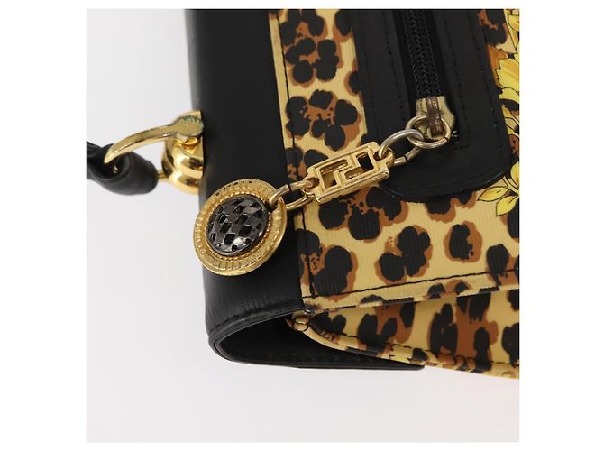 Borsa a mano Gianni Versace in pelle PVC gialla e nera Auth BA7502 Nero Giallo - vista 10