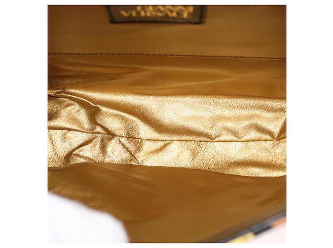 Borsa a mano Gianni Versace in pelle PVC gialla e nera Auth BA7502 Nero Giallo - vista 12