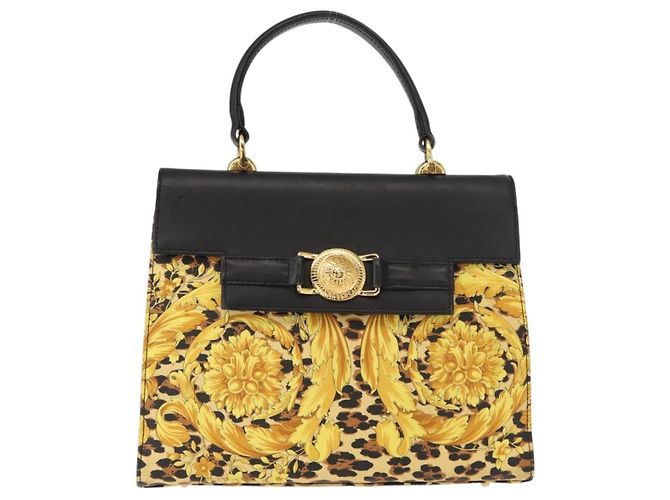 Borsa a mano Gianni Versace in pelle PVC gialla e nera Auth BA7502 Nero Giallo - vista 13