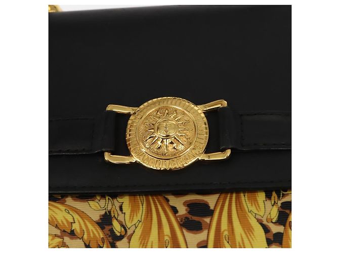 Borsa a mano Gianni Versace in pelle PVC gialla e nera Auth BA7502 Nero Giallo - vista 17
