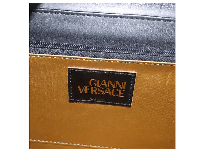 Borsa a mano Gianni Versace in pelle PVC gialla e nera Auth BA7502 Nero Giallo - vista 18