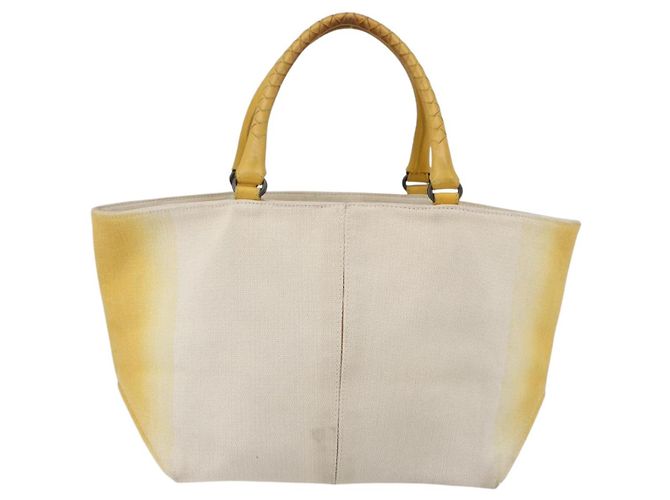 Autre Marque Borsa Tote Bottega Veneta in tela e pelle gialla Auth bs30596 Giallo - vista 13