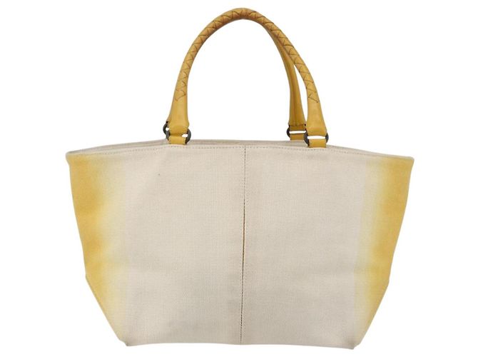 Autre Marque Borsa Tote Bottega Veneta in tela e pelle gialla Auth bs30596 Giallo - vista 2