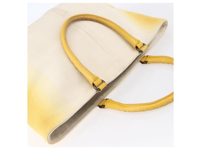 Autre Marque Borsa Tote Bottega Veneta in tela e pelle gialla Auth bs30596 Giallo - vista 6