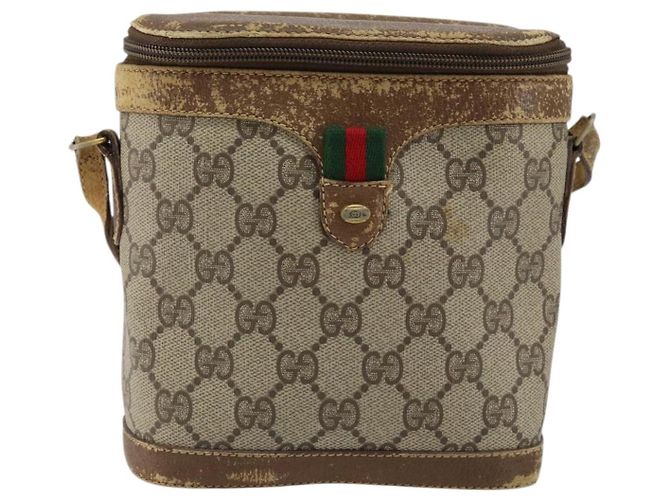 Borsa Gucci GG Supreme Web Sherry Line in PVC beige e oro 904 02 070 Auth 152352 D'oro - vista 13