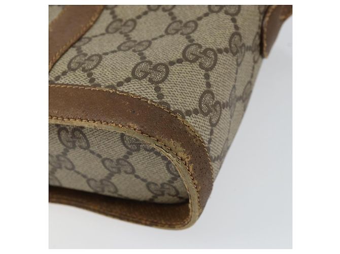 Borsa Gucci GG Supreme Web Sherry Line in PVC beige e oro 904 02 070 Auth 152352 D'oro - vista 15