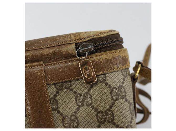 Borsa Gucci GG Supreme Web Sherry Line in PVC beige e oro 904 02 070 Auth 152352 D'oro - vista 17