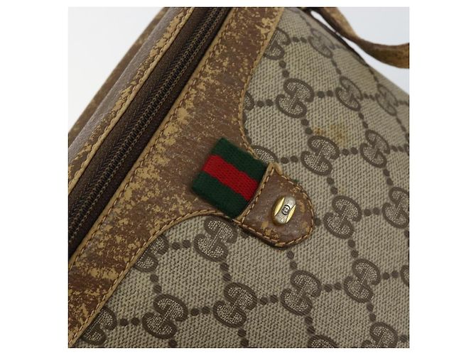 Borsa Gucci GG Supreme Web Sherry Line in PVC beige e oro 904 02 070 Auth 152352 D'oro - vista 18