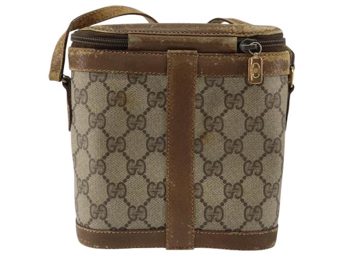 Borsa Gucci GG Supreme Web Sherry Line in PVC beige e oro 904 02 070 Auth 152352 D'oro - vista 2