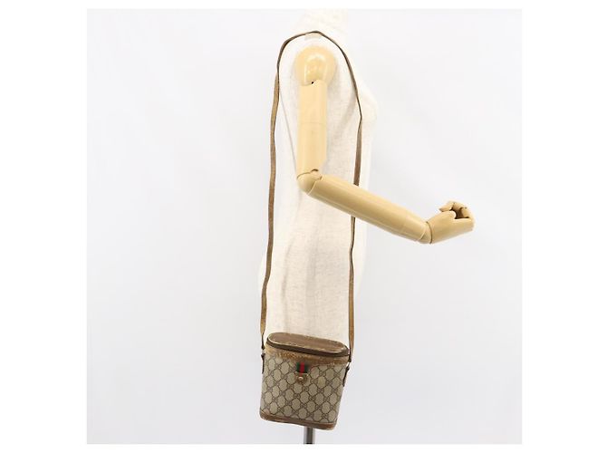Borsa Gucci GG Supreme Web Sherry Line in PVC beige e oro 904 02 070 Auth 152352 D'oro - vista 22