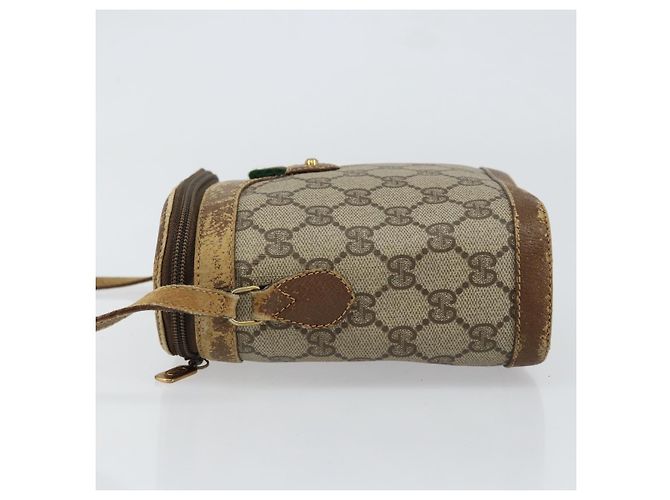 Borsa Gucci GG Supreme Web Sherry Line in PVC beige e oro 904 02 070 Auth 152352 D'oro - vista 4