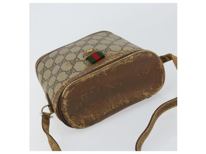 Borsa Gucci GG Supreme Web Sherry Line in PVC beige e oro 904 02 070 Auth 152352 D'oro - vista 6