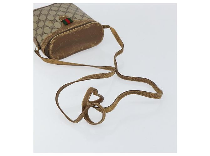 Borsa Gucci GG Supreme Web Sherry Line in PVC beige e oro 904 02 070 Auth 152352 D'oro - vista 7