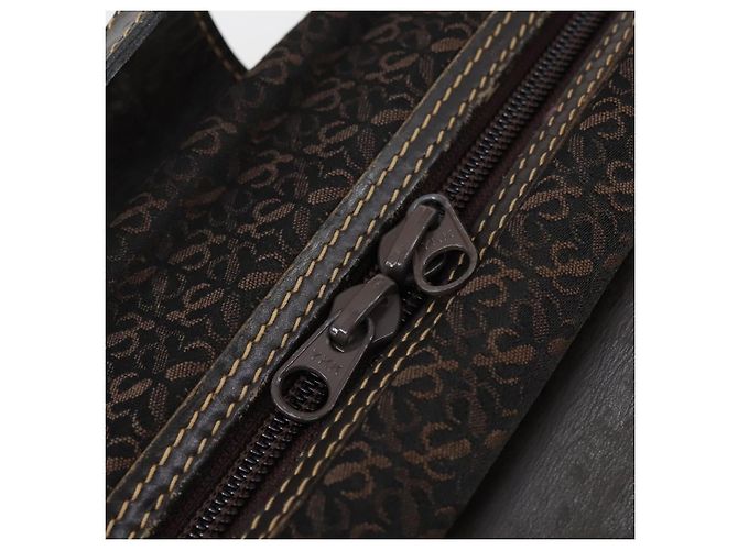 LOEWE Trunk Tela Pelle Marrone Scuro Oro Auth 146599 D'oro - vista 10