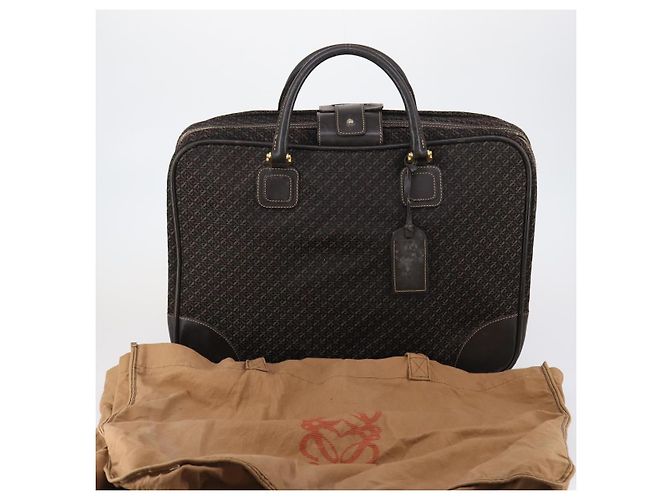 LOEWE Trunk Tela Pelle Marrone Scuro Oro Auth 146599 D'oro - vista 12