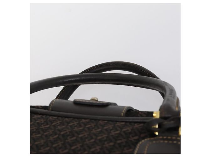 LOEWE Trunk Tela Pelle Marrone Scuro Oro Auth 146599 D'oro - vista 14
