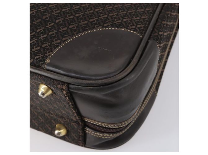 LOEWE Trunk Tela Pelle Marrone Scuro Oro Auth 146599 D'oro - vista 16