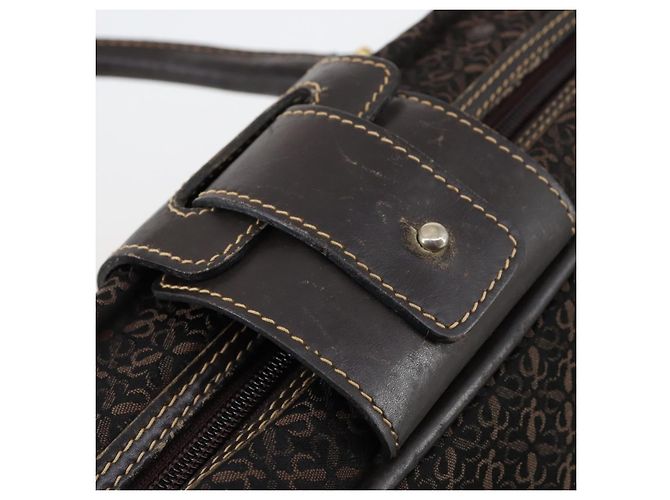 LOEWE Trunk Tela Pelle Marrone Scuro Oro Auth 146599 D'oro - vista 18