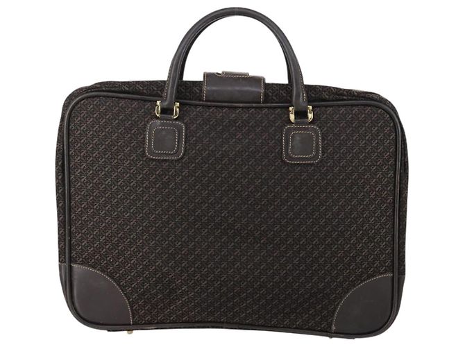 LOEWE Trunk Tela Pelle Marrone Scuro Oro Auth 146599 D'oro - vista 2