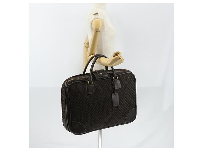 LOEWE Trunk Tela Pelle Marrone Scuro Oro Auth 146599 D'oro - vista 26