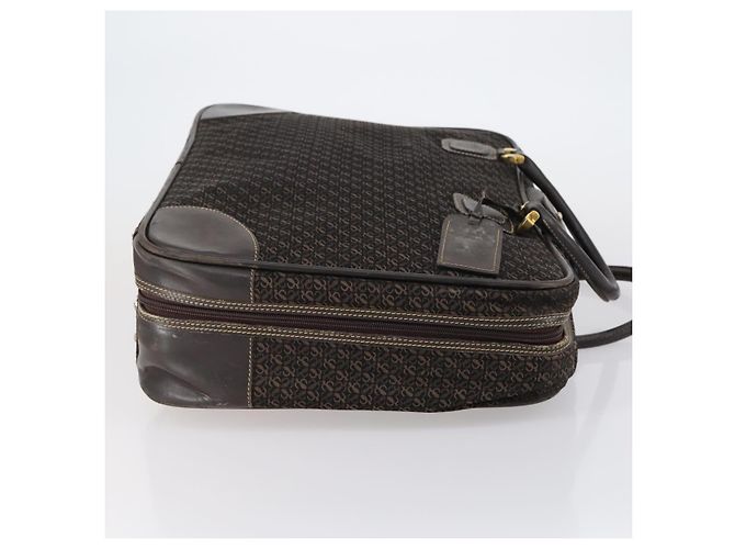 LOEWE Trunk Tela Pelle Marrone Scuro Oro Auth 146599 D'oro - vista 3