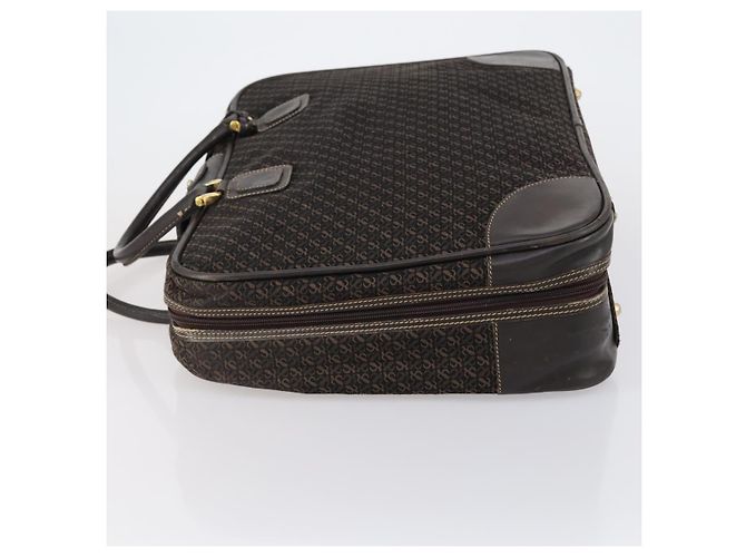 LOEWE Trunk Tela Pelle Marrone Scuro Oro Auth 146599 D'oro - vista 4