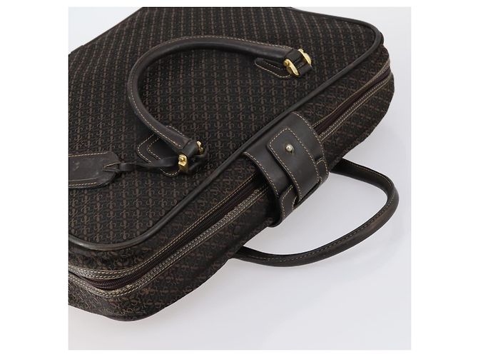 LOEWE Trunk Tela Pelle Marrone Scuro Oro Auth 146599 D'oro - vista 6