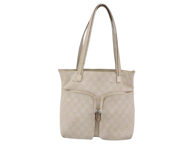 GUCCI GG Canvas Tote Bag Beige Silber 002 1076 2684 Auth 150426 - Ansicht 13