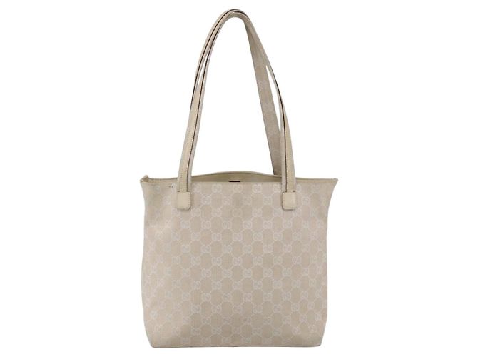 GUCCI GG Canvas Tote Bag Beige Silber 002 1076 2684 Auth 150426 - Ansicht 2