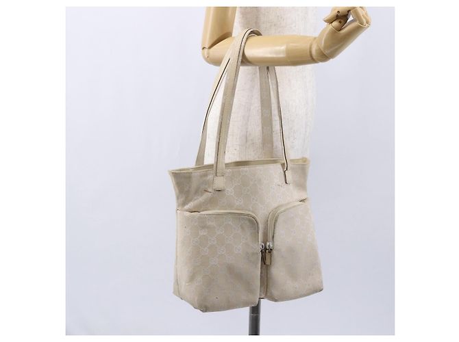 GUCCI GG Canvas Tote Bag Beige Silber 002 1076 2684 Auth 150426 - Ansicht 25