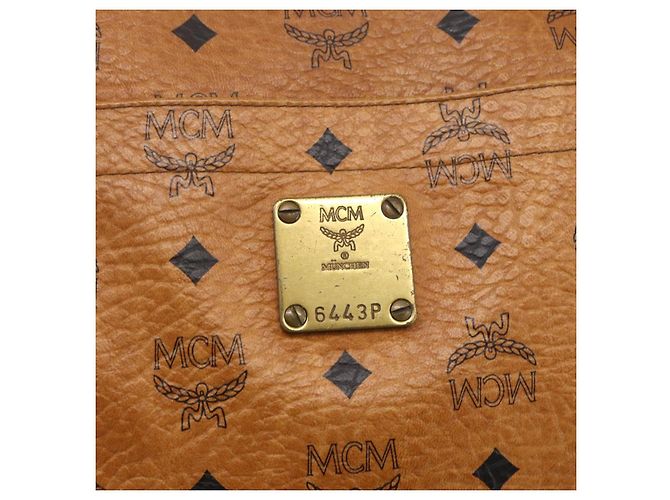 Borsa tote MCM Logogram Vicetos in pelle PVC marrone e oro Auth 150113 D'oro - vista 12